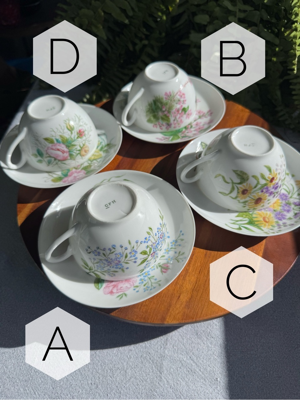 Rare Antique CFH Limoges Porcelain Floral Teacup and Saucer French Bone China